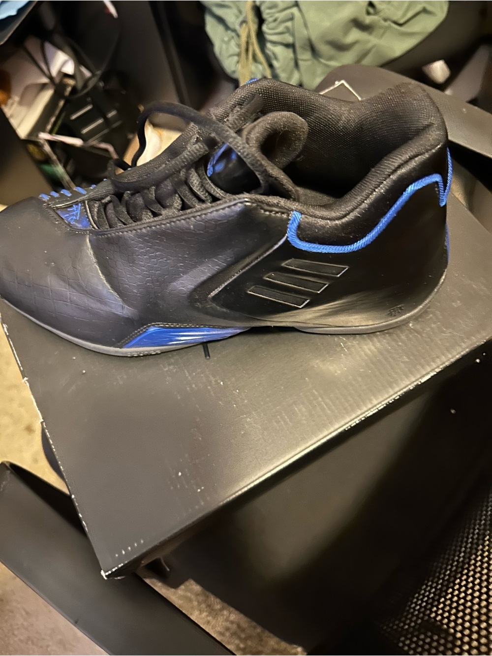 adidas Black Sneakers with Blue Accents